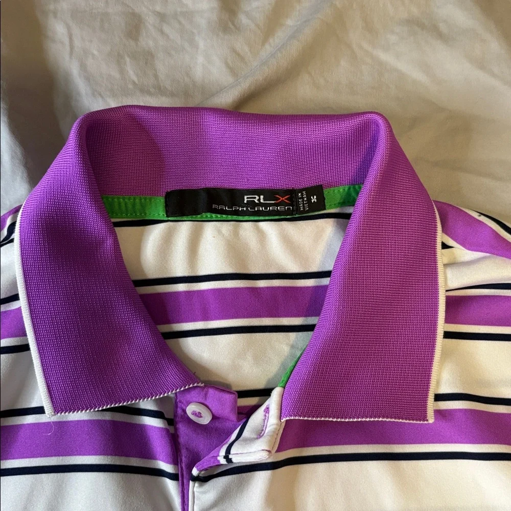 Ralph Lauren‎ Purple and White Striped Polo Shirt Men’s Size Medium